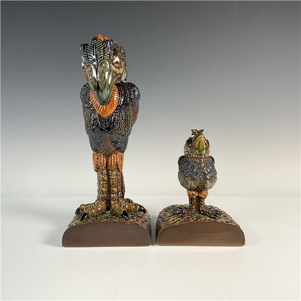 2pc Andrew Hull Stoneware Grotesque Bird Bookends, Signed