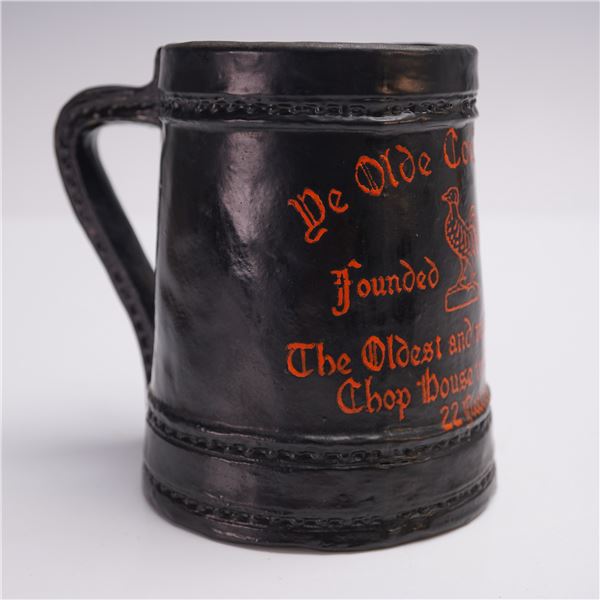 Royal Doulton Stoneware Black Leather Ware Jug, Ye Olde Cock Tavern