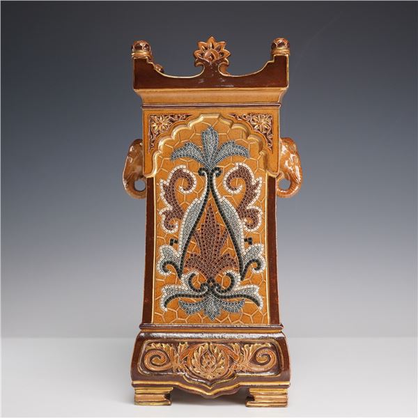 Doulton Lambeth Gilt Mosaic Elephant Handle Vase