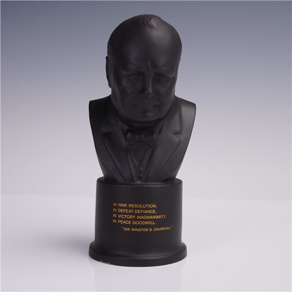 Wedgwood Black Basalt Bust Figurine, Sir Winston Churchill