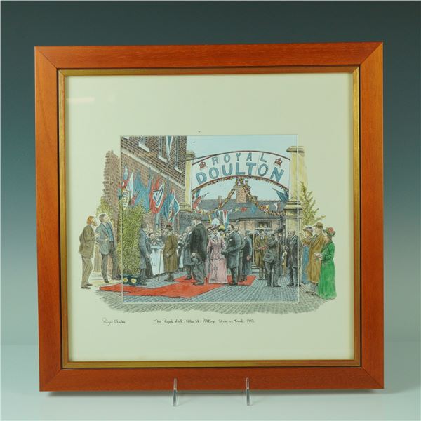 Roger Clarke Original Hand-Colored Ink Print, The Royal Visit, Signed