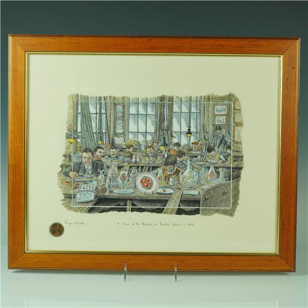 Roger Clarke Hand-Colored Print, A View of the Painters of Burslem Studio