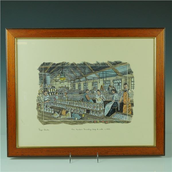 Roger Clarke Hand-Colored Ink Print, The Burslem Decorating Shop