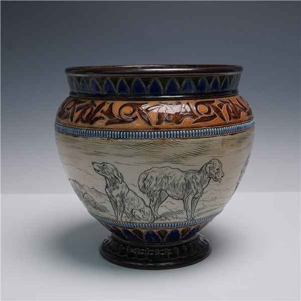 Doulton Lambeth by Hannah & Lucy Barlow, Dog Motif Vase