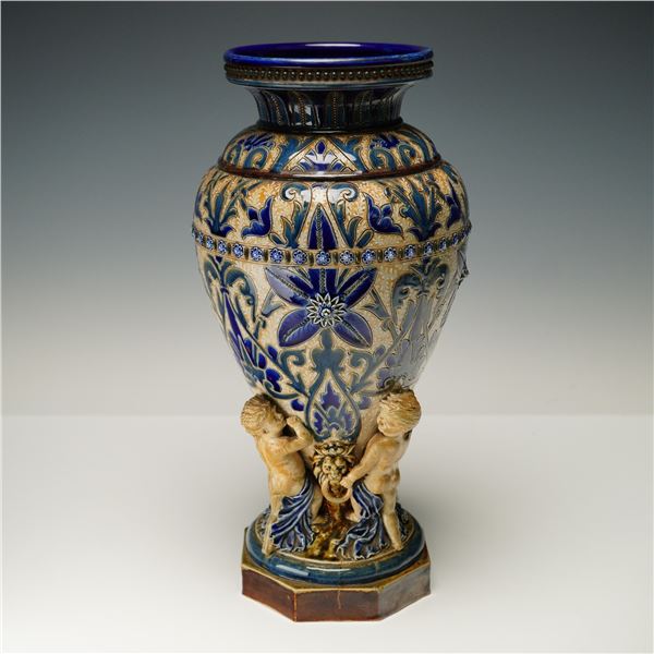 Doulton Lambeth by John Broad Large Stoneware Putti Vase