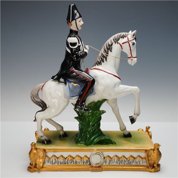 Dresden Porcelain Napoleonic General on Horse Figurine