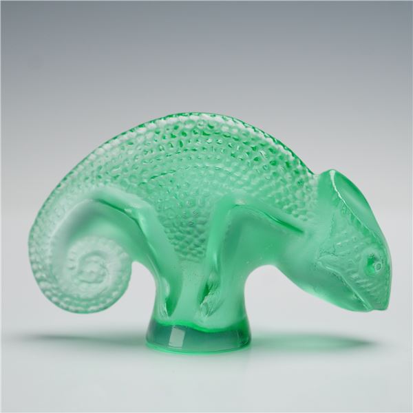 Lalique Crystal Figurine, Green Chameleon