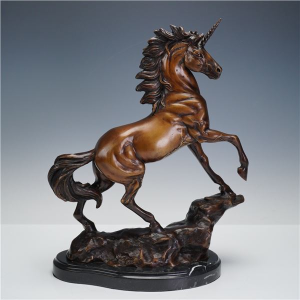 Bronze Unicorn Sculpture Signed J. Curts (Pseudonym of Karl Kauba) on Base