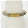 Image 2 : Vintage 14k Gold GIA Arc Shape Light Brown Jade w/ Floral Work Bangle Bracelet