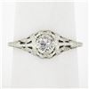 Image 1 : Antique Art Deco 18k White Gold 0.26 ctw Old European Cut Diamond Solitaire Ring