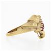 Image 5 : Vintage Retro 10k Yellow Gold Round Brilliant Red Stone Polished Bow Ribbon Ring