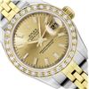 Rolex Ladies 18K Gold And Steel Champagne Index Diamond Bezel Hidden Clasp Datej
