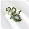 Image 3 : Vintage 18k Yellow Gold Colorful Green & Blue Enamel w/ Detailed Work Snake Ring