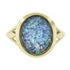 Image 4 : 10K Yellow Gold Bezel Oval Triplet Opal on Black Onyx Domed Solitaire Band Ring
