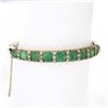 Image 2 : Vintage Victorian Revival 14k Gold 14.60 ctw GIA Emerald & Diamond Bangle Bracel