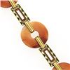 Image 4 : Antique 6.5" 14k Yellow Gold Orange Agate Orange & Green Enamel Link Bracelet