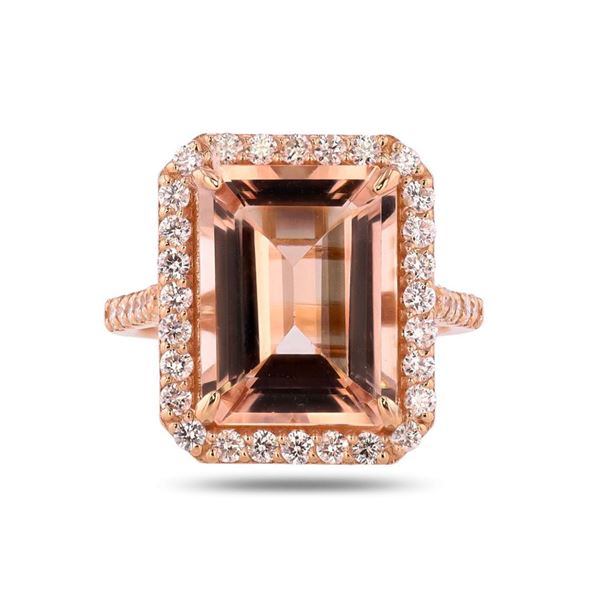 7.76 ctw Morganite and 0.91 ctw Diamond 14K Rose Gold Ring