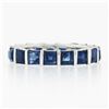 Image 4 : Platinum 4.45 ctw Square Step Cut Sapphire Bar Channel Eternity Stack Band Ring