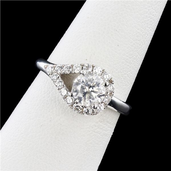 1.01 ctw G COLOR SI3 CLARITY CENTER Diamond 18K White Gold Ring (1.34 ctw Diamon