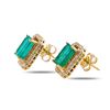Image 3 : 3.77 ctw Emerald and 0.50 ctw Diamond 14K Yellow Gold Earrings
