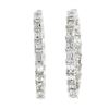 Image 6 : 14K White Gold Large 5 ctw In and Out Emerald Cut Diamond Oval Shape Hoop Earrin
