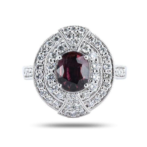 1.52 ctw UNHEATED Pink Sapphire and 0.80 ctw Diamond Platinum Ring (GIA CERTIFIE