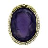 Image 4 : 14k Gold Left Facing Amethyst Cameo Ring w/ Seed Pearl Filigree & Floral Frame