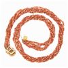 Image 4 : Vintage 24" Multi Strand Coral Bead Torsade Necklace w/ 14k Gold Carved Clasp