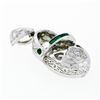 Image 5 : 18K White Gold .36 ctw Emerald Diamond Engraved Fancy Baby Girl Shoe Charm Penda