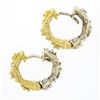 Image 5 : Vintage 18K TT Gold Diamond Textured Rose Flower Reversible Hoop Huggie Earrings