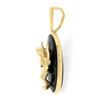 Image 4 : 14k Gold Oval Bezel Set Black Onyx w/ Detailed 3D Angel Polished Frame Pendant