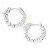 Image 4 : NEW Classic 14k White Gold 1.23 ctw 10 Round Diamond 15.7mm Huggies Hoop Earring