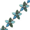 Image 2 : Vintage Silver Marquise Shape Natural Blue Turquoise Floral Link Chain Bracelet