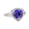 3.03 ctw Tanzanite and Diamond Ring - 14KT White Gold