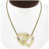 Image 1 : Tiffany & Co. 14K Gold Interlocking Fluted Heart Slide Pendant Dual Snake Chain
