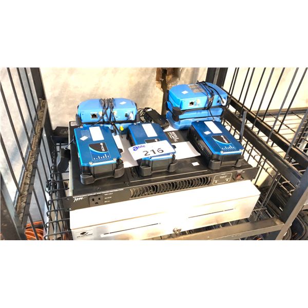 MIDDLE ATLANTIC COMPONENT COOLER AND DISTRIBUTION UNIT, CASH DRAWER AND MISC ELECTRONICS