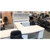 Image 3 : WHITE OAK 66" X 102" IN. BOW-FRONT U-SHAPE EXEC. DESK C/W HUTCH
