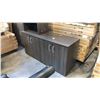 Image 2 : GREY 60" X 20" CREDENZA, HUTCH AND 2 OVER HEAD STORAGE UNITS