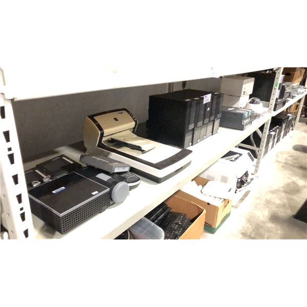 SHELF LOT INCL 5 OPTIPLEX 5070 I5 DESKTOP COMPUTERS (NO HDD) AVIGILON SECURITY DOME CAMERAS,
