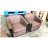 Image 2 : 3 BURGUNDY PATTERNED ARM CHAIRS - 1 MISSING FRONT PANEL