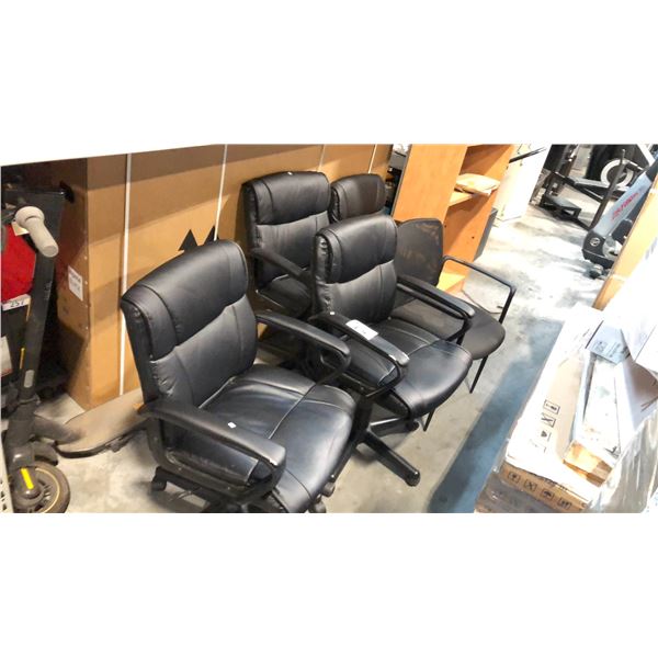 5 BLACK ASSORTED OFFICE CHAIRS W/ CONDITION ISSUES-MUST TAKE ALL