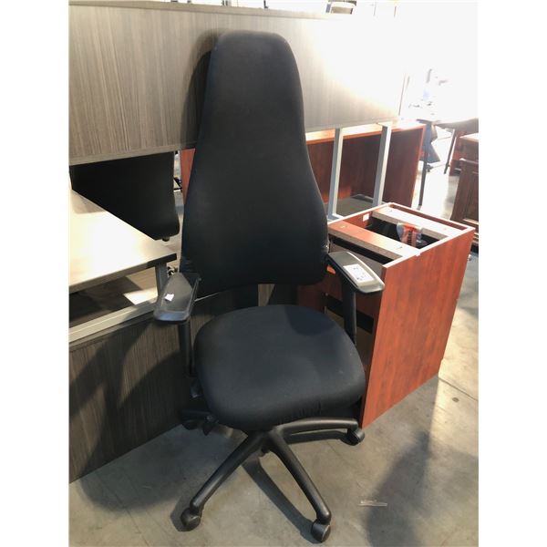 BLACK OBUS TYPE HI-BACK TASK CHAIR WITH SOME CONDITION ISSUES