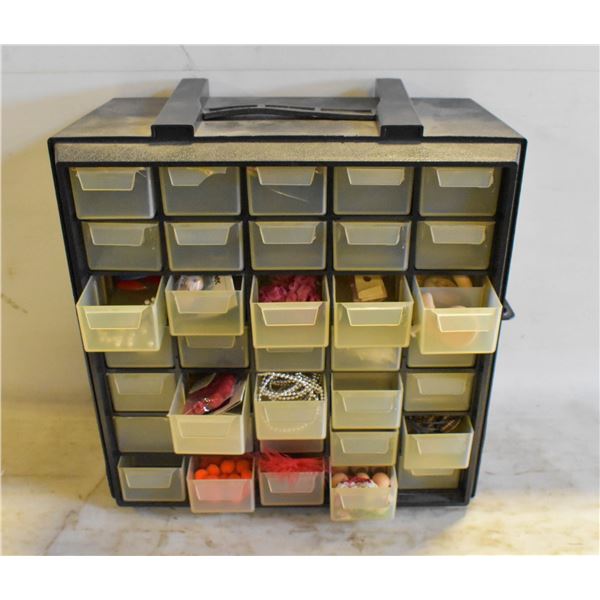 VINTAGE CRAFT STORAGE WITH CONTENTS