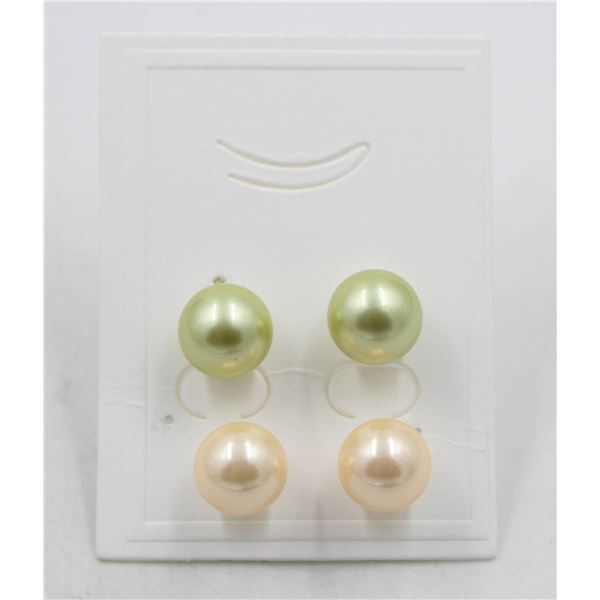 #252-SEA SHELL PEARL STUD EARRINGS 10MM/2 SET