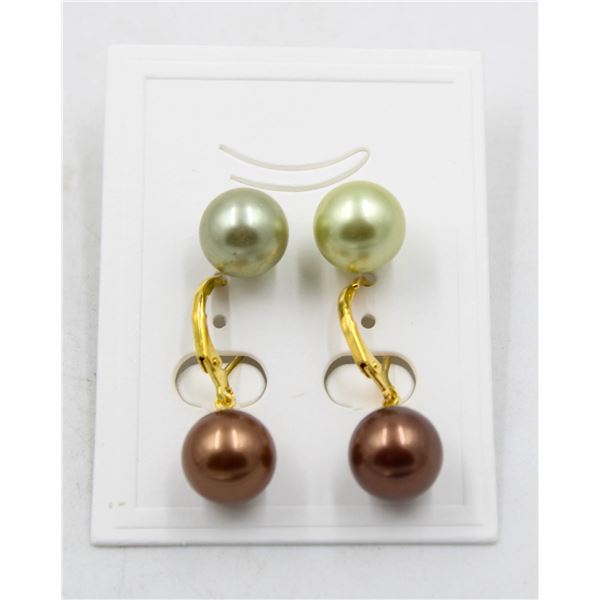 #257-SEA SHELL PEARL STUD EARRINGS 10MM/2 SET