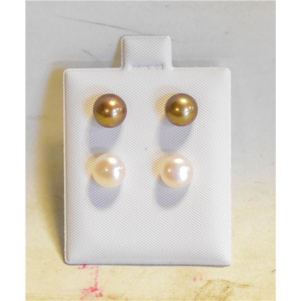 #68- NATURAL AKOYA PEARL STUD EARRINGS 2 SET