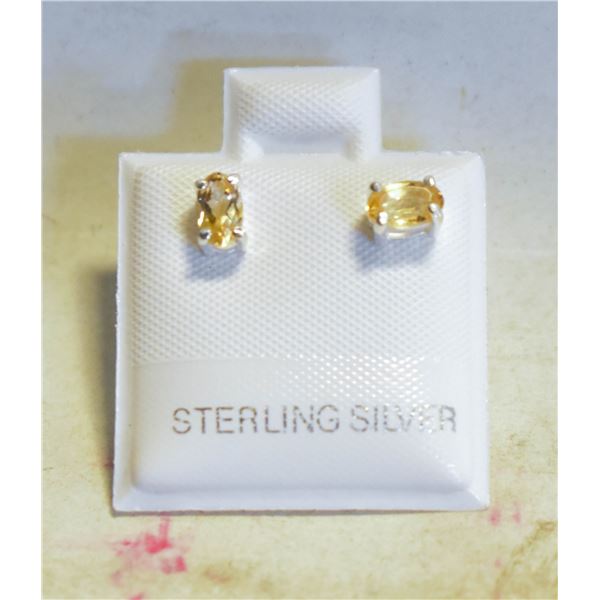 #97-NATURAL  YELLOW CITRINE  STUD EARRINGS