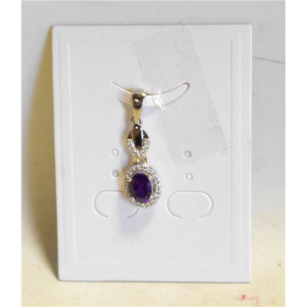 #130- NATURAL AMETHYST & CZ PENDANT
