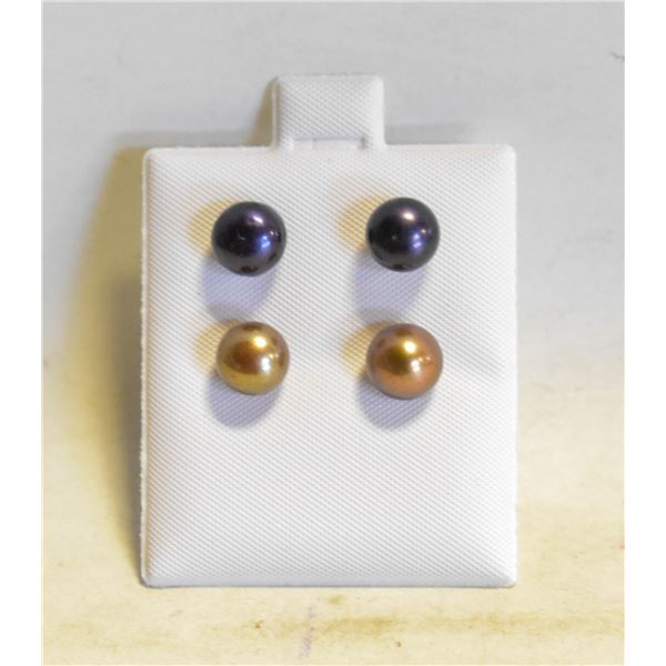 #62- NATURAL AKOYA PEARL STUD EARRINGS 2 SET