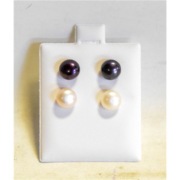 #60- NATURAL AKOYA PEARL STUD EARRINGS 2 SET